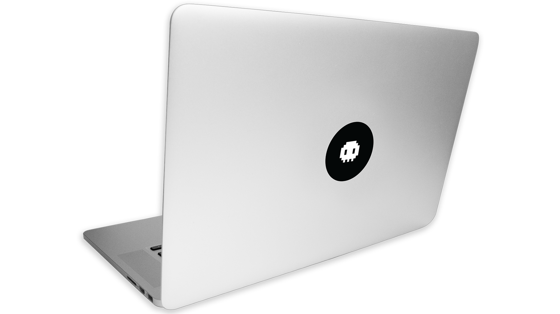 A macbook with a stickerlicious sticker on it